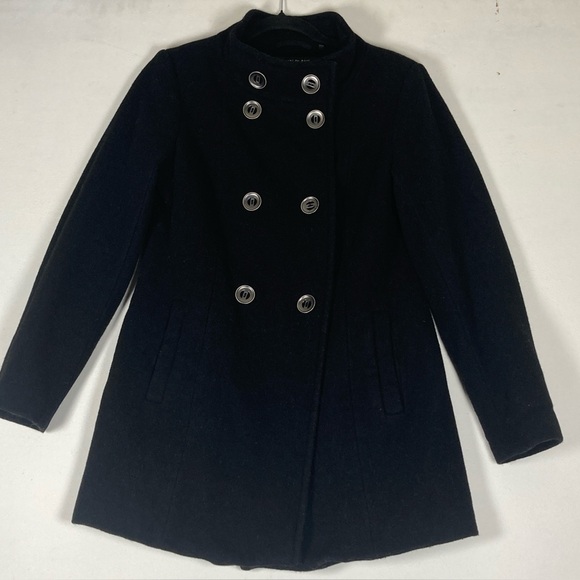 Kristen Blake Women's Coat Merino Wool Blend Double Breasted Black Size 6 - Picture 1 of 16